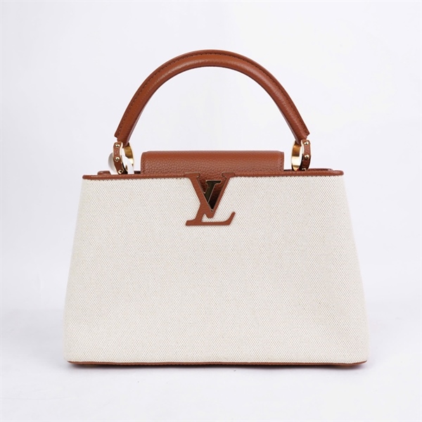 Túi LV Capu trắng viền nâu sz31 (A-T) KG+