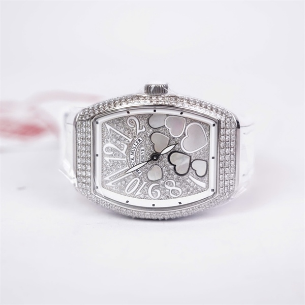 Đồng hồ Franck Muller trắng mặt trái tim (No2869) sz34 (HC) KG+