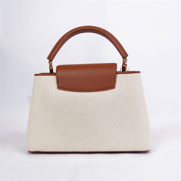 Túi LV Capu trắng viền nâu sz31 (A-T) KG+