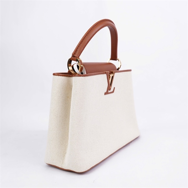 Túi LV Capu trắng viền nâu sz31 (A-T) KG+