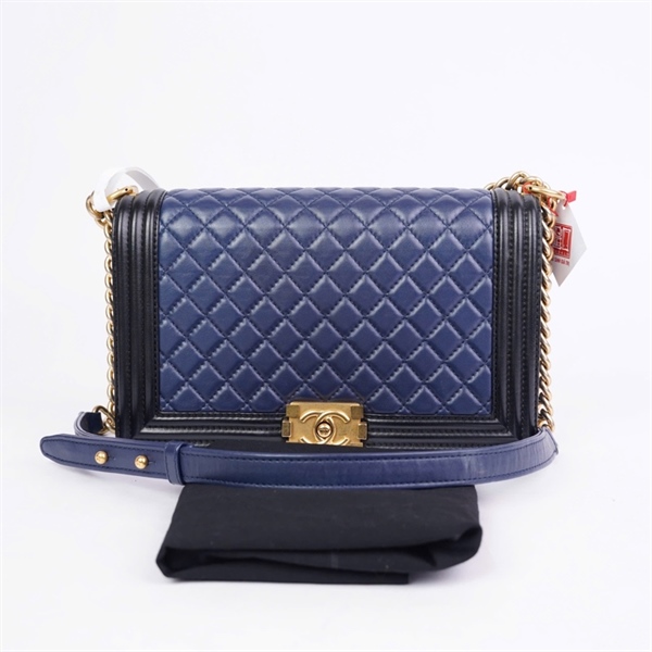 Túi Chanel Boy xanh (23367646) sz28 (A-T) KG+