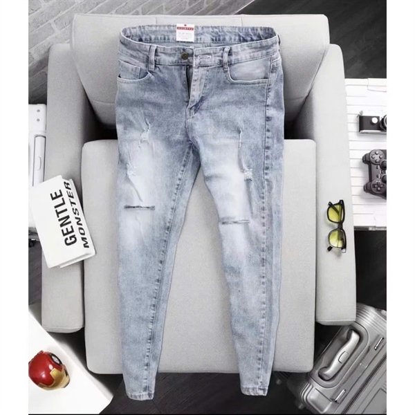 Quần Jeans Nam Xanh Nhạt Rách Gôi Co Dãn 4 Chiều Cực Đẹp A1991 Sang Trọng Phong Cách Thời Thượng Cho Bốn Mùa