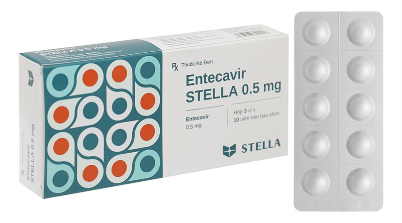 Thuốc Entecavir 0.5mg kháng virut, điều trị viêm gan B (Hộp 3vỉ x 10viên) - Công ty Stella Pharma