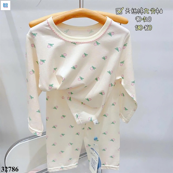 32786-Bộ tencel TD Quả hồng nền kem