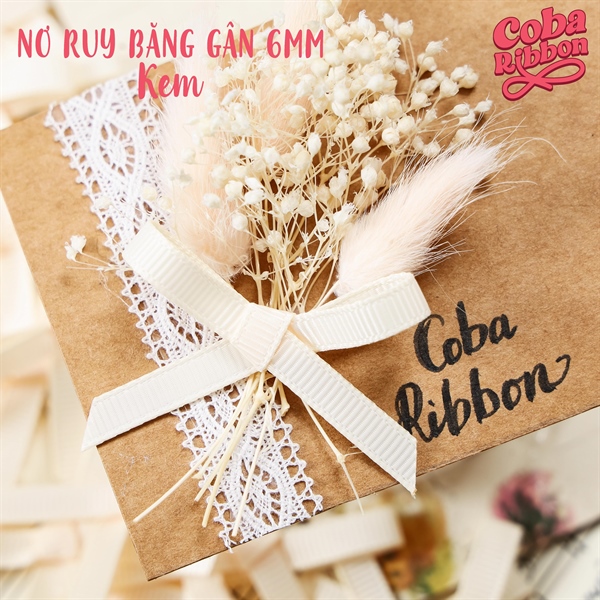 Nơ ruy băng gân bề rộng cỡ 6mm (0.6cm), KHÔNG GHIM CÀI, gân cao cấp 2 mặt, nhiều màu