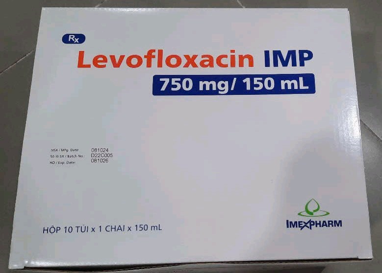 Levofloxacin IMP 750 mg/150ml (Hộp 10 túi x 1 chai x 150ml) - Imexpharm/vn