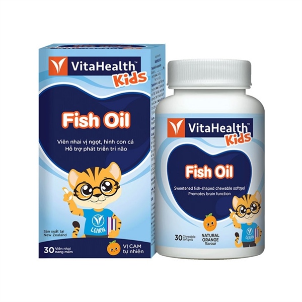 Viên nhai VitaHealth Kids Fish Oil hỗ trợ bổ sung DHA cho trẻ em (Lọ 30 viên nhai) - New Zealand