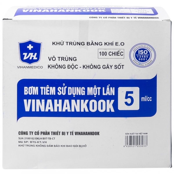 Bơm tiêm 5ml G25 Vinahancook Bơm tiêm sử dụng một lần (K*20H*100cái)