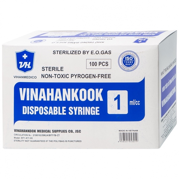 Bơm 1ml Vinahancook Bơm tiêm sử dụng một lần (K*42H*100cái)