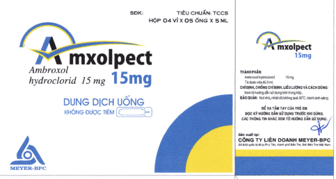 Thuốc Amxolpect 15mg (Dung dịch uống - Ambroxol hydroclorid 15mg/5ml) (Hộp20ống*5ml) - Meyer-BPC
