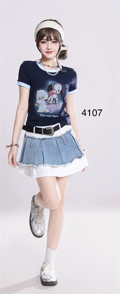 Chân váy phối bò kèm đai