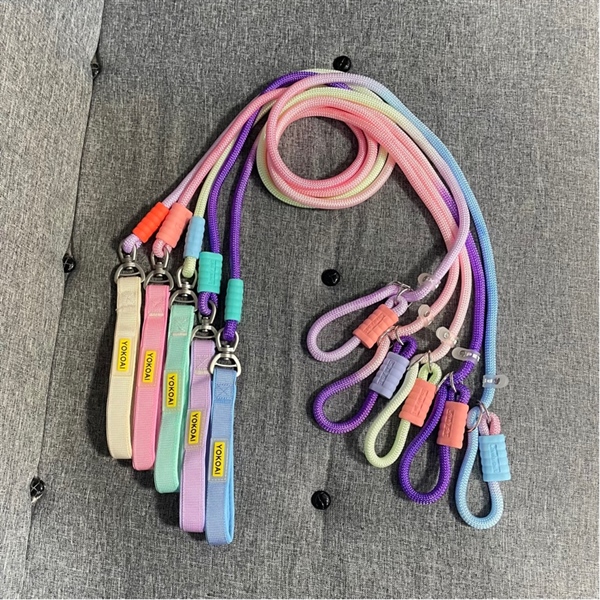 YK - Dây dắt tròn màu sắc cầu vồng liền vòng cổ 1.0*120cm (VAT)
