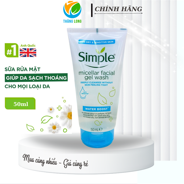 Gel rửa mặt Simple Xanh dương trong 150ml*144 chai