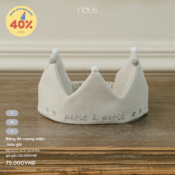 Băng đô vương miện màu ghi