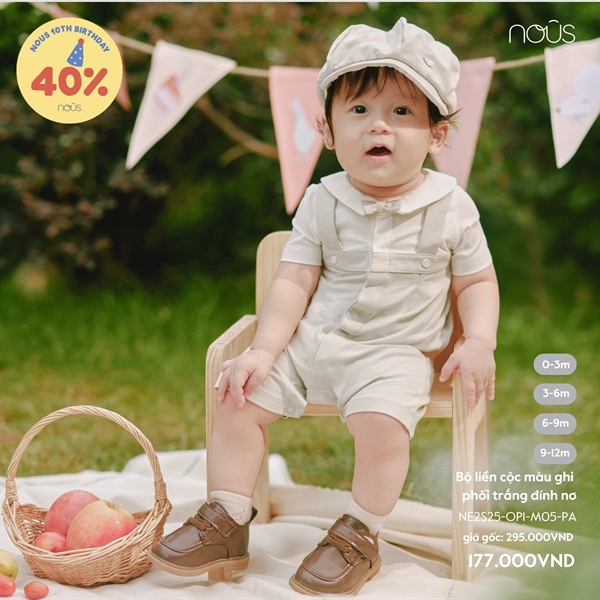 Bộ liền cộc màu ghi phối trắng đính nơ