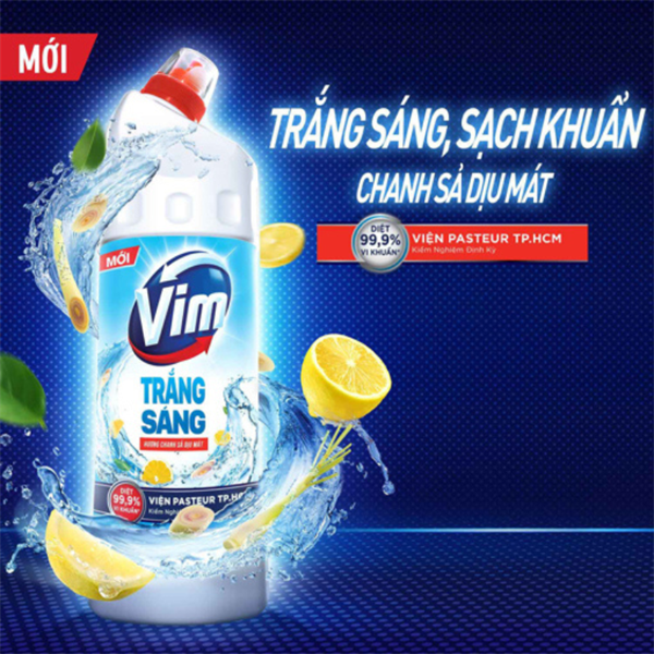 VIM Trắng Hương Chanh Sả 870ml(1+1NRC TNhiên túi 200g)