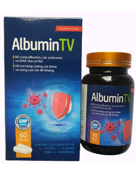 Viên nén Albumin TV Bổ sung acid amin giúp tăng cường sức khỏe, tăng cường sức đề kháng (Lọ*60viên)