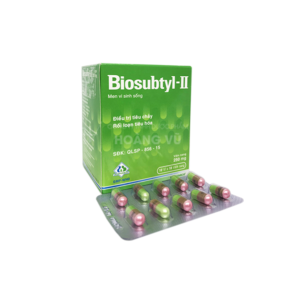 Thuốc Biosubtyl - II (Bacillus subtilis 10^7 - 10^8 CFU/250mg) - CTCP Vắcxin và sinh phẩm Nha Trang- Điều trị tiêu chảy, rối loạn tiêu hóa (Hộp 10vỉ x 10viên)