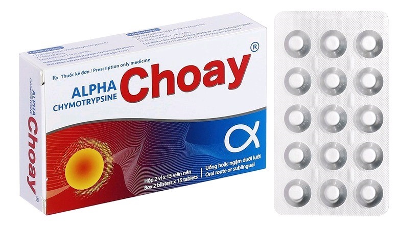 Thuốc Alpha Chymotrypsine Choay Sanofi điều trị phù nề sau chấn thương, phẩu thuật, bỏng (Hộp 2 vỉ x 15 viên)