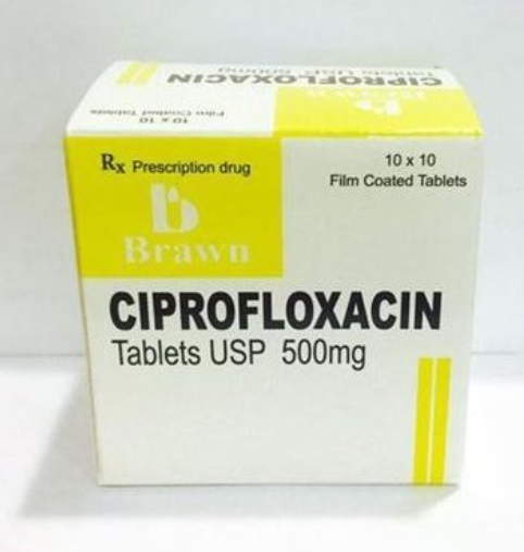 Thuốc Ciprofloxacin 500mg- Brawn- Điều trị nhiễm khuẩn- H*10vỉ*10viên