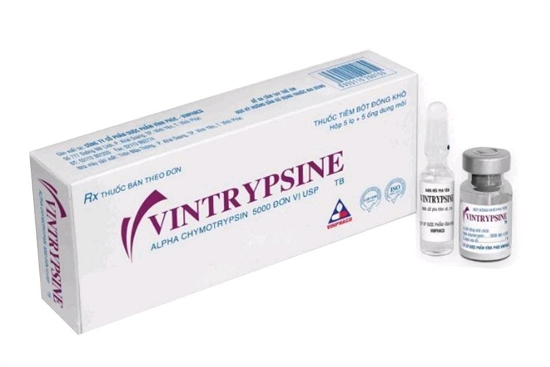 Thuốc tiêm Vintrypsine 5000UI Vinphaco phù nề do chấn thương, phẫu thuật (H*5lọ+5ống dung môi)