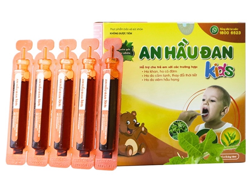 Thực phẩm chức năng An hầu đan kids (Hỗ trợ cho trẻ em với truờng hợp ho khan, ho có đờm...) (Hộp 2 vỉ x 5 ống x 10ml) - Kinh Đô