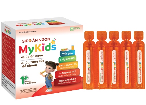 Siro ăn ngon Mykids Ích Nhân Bổ sung kẽm hỗ trợ bé đang chán ăn , ăn không ngon miệng, sức đề kháng kém (Hộp 4 vỉ x 5 ống bẻ x 10ml) -