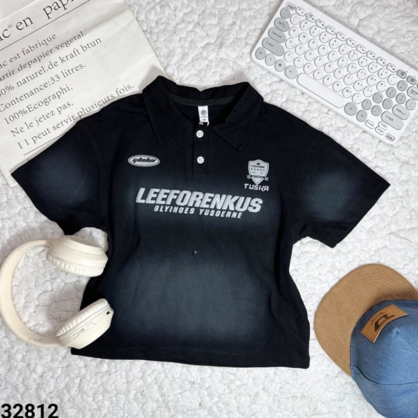 32812-Áo Polo in chữ TUSK Đen