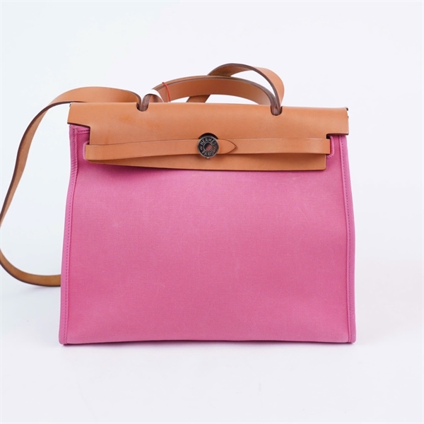 Túi Hermes Herbag hồng kèm ví stamp P sz31 (A-T) KG+