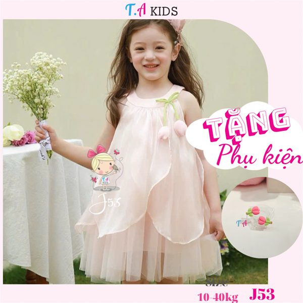 J53 (10-40kg) Váy tulip hồng tùng xéo