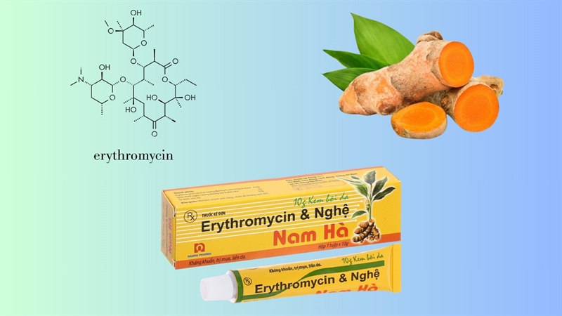 Kem bôi Erythromycin & nghệ 10g - Nam Hà