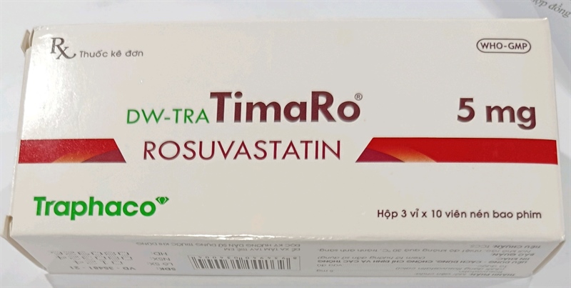 DW-Tra TimaRo (Rosuvastatin 5mg) (Hộp 3 vỉ x 10 viên) - Traphaco