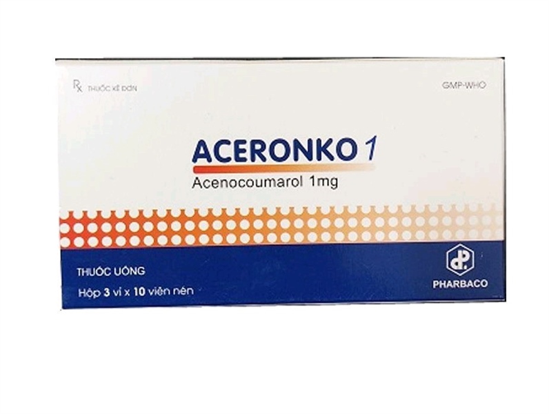 Thuốc Aceronko 1mg Pharbaco điều trị bệnh tim gây tắc mạch, nhồi máu cơ tim ( Hộp 3 vỉ x 10 viên)