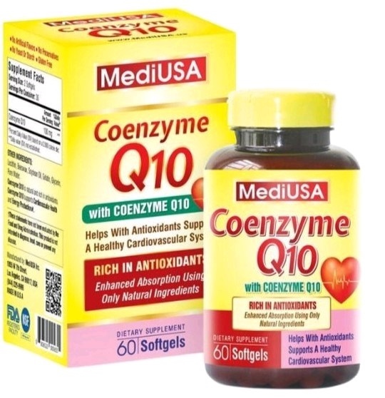 Coenzyme Q10 MediUSA chống oxy hóa hỗ trợ khỏe tim mạch (Lọ 60 viên)