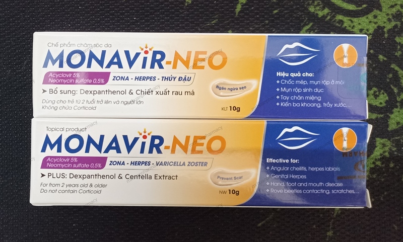Monavir NEO 10g (Kem bôi thuỷ đậu, zona, herpes) - Monapharm/Dahago