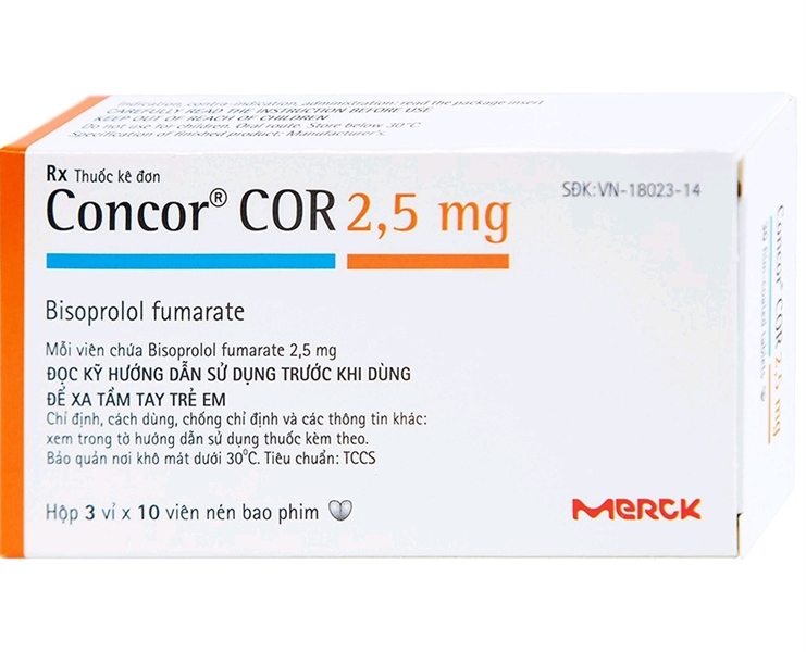 Thuốc Concor Cor 2.5mg Merck điều trị suy tim mãn tính (Hộp 3 vỉ x 10 viên)