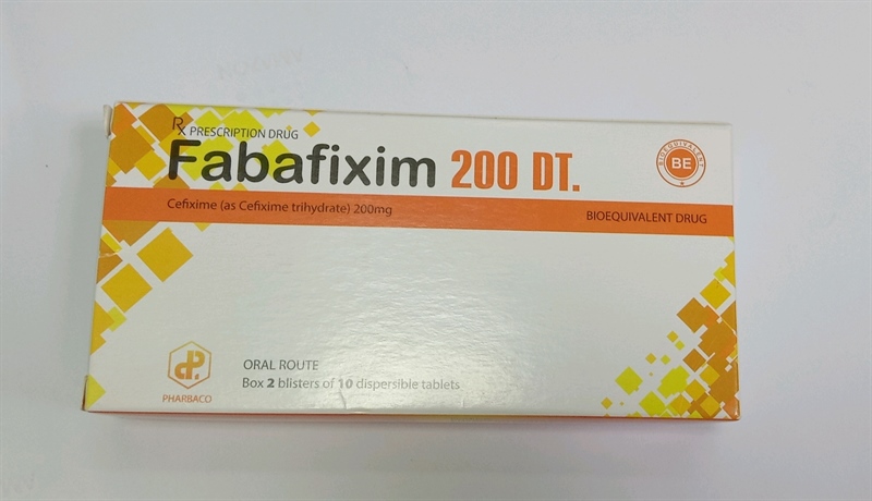 Thuốc Fabafixim 200DT TW1 Pharbaco kháng sinh điều trị nhiễm khuẩn (Hộp 2 vỉ x 10 viên)