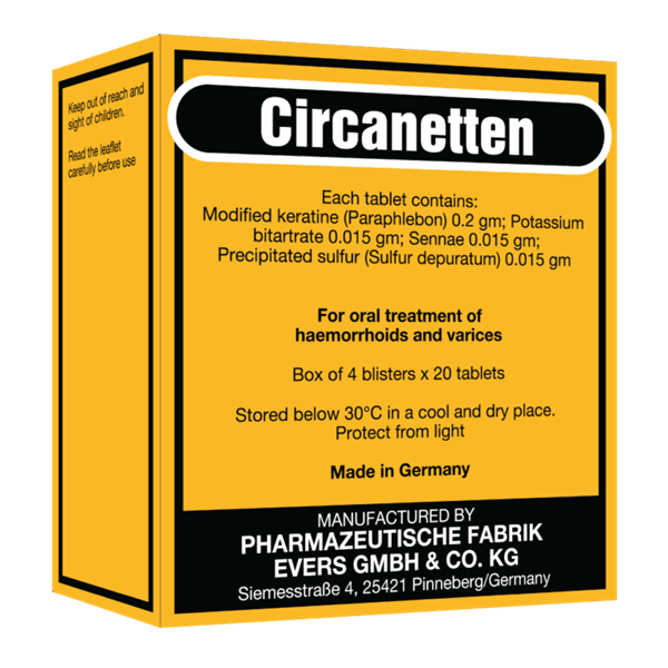 Thuốc Circanetten- Đức- Điều trị bệnh Trĩ- Hộp 4 vỉ x 20 viên