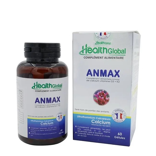 Thực phẩm chức năng Anmax (Calcium - D3 - K2 (MK7) (Lọ 60 viên) - Pháp (Inophat Pharma)