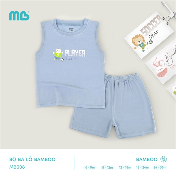 MB008 - 9M/3Y Bộ ba lỗ Bamboo