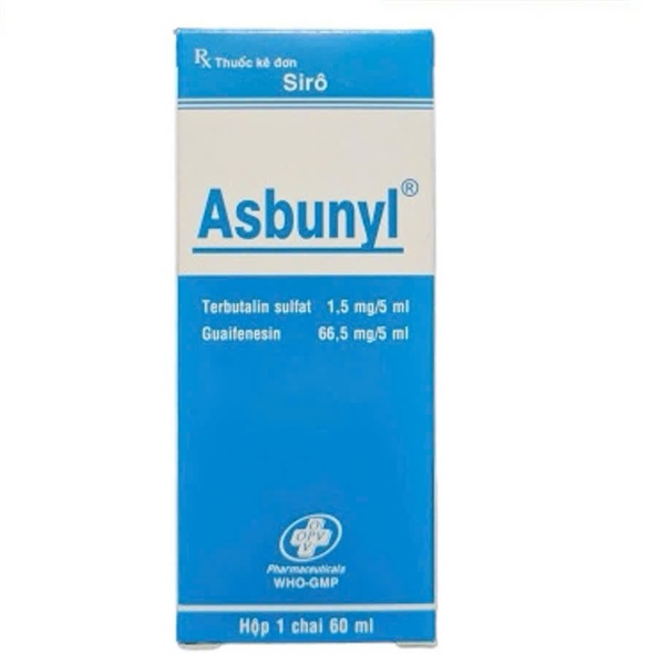 Siro Asbunyl điều trị ho do hen phế quản, viêm phế quản, khí phế thủng 60ml (Terbutalin - Guaifenesin) - OPV (Phúc Lâm)