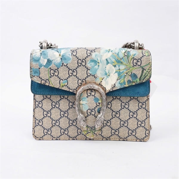 Túi GG Dionysus xám in hoa xanh (421970-520981) sz20 (BQ) KG+