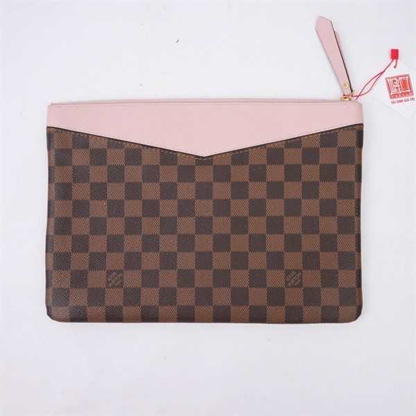 Túi LV Clutch ô vuông nâu viền hồng (TN0240) sz28 (BQ) KG+