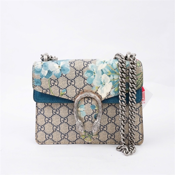Túi GG Dionysus xám in hoa xanh (421970-520981) sz20 (BQ) KG+