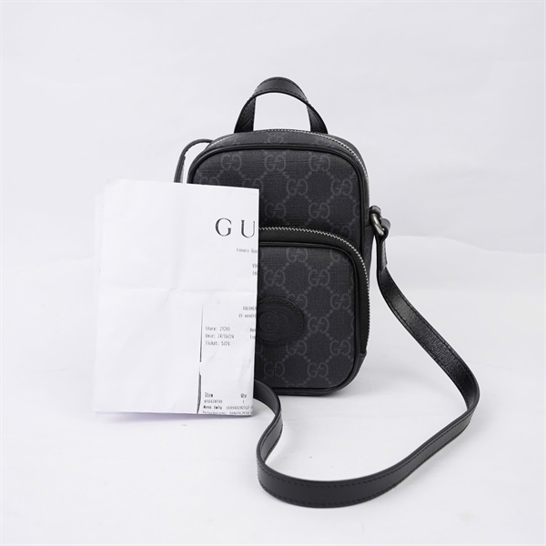 Túi GG đeo chéo đen (672952-0416) sz11 (BQ) KG+