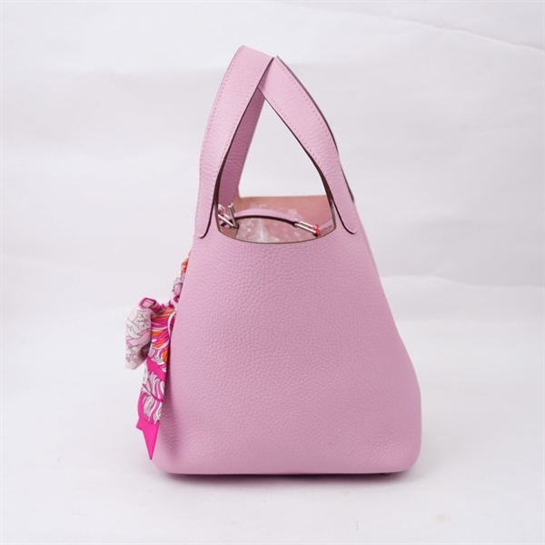 Túi Hermes Picotin hồng kèm khăn có ổ khóa stamp Z sz19 (BQ) KG+