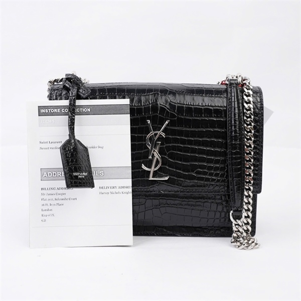 Túi YSL đeo chéo logo bạc (FLB442906-1119) sz20 (BQ) KG+