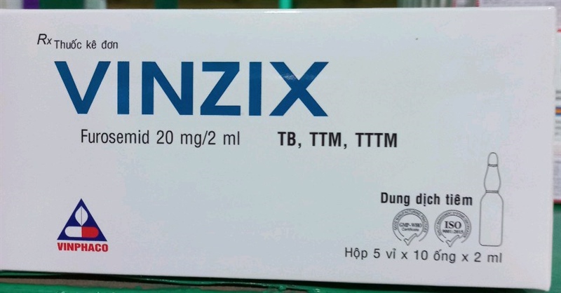 Furosemid 20mg/2ml (VINZIX) (Hộp 5 vỉ x 10 ống) - Vĩnh Phúc VN