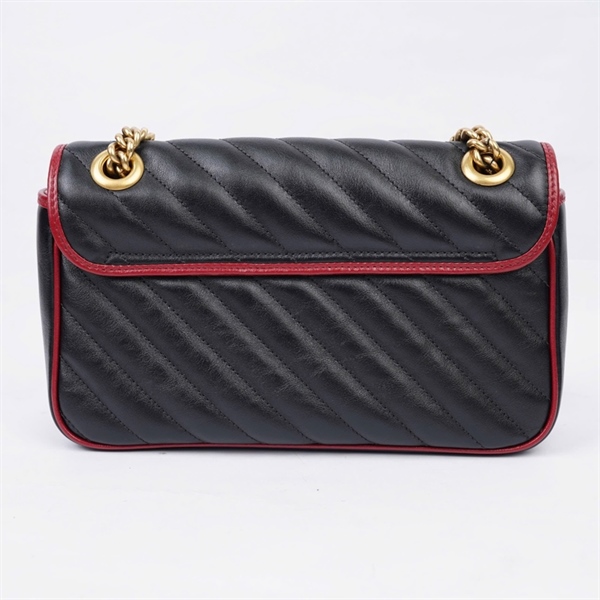 Túi GG Marmont đen viền đỏ (A030203656) sz25 +