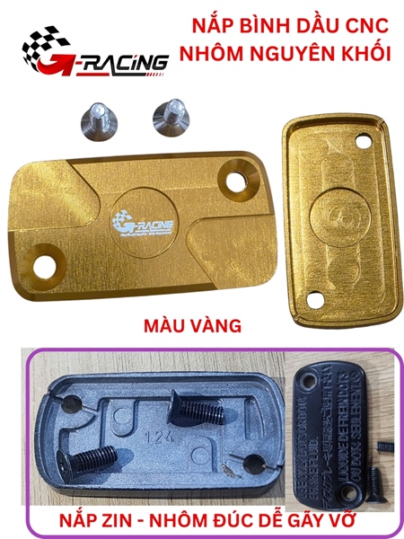 Nắp Bình dầu nhôm CNC nguyên khối Màu Vàng